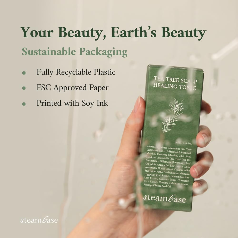 Steambase Tea Tree Scalp Healing Tonic | Relieve Dry, Itchy, And Oily Skin | Hydrating And Nourishing Serum Oil Moisturizer For