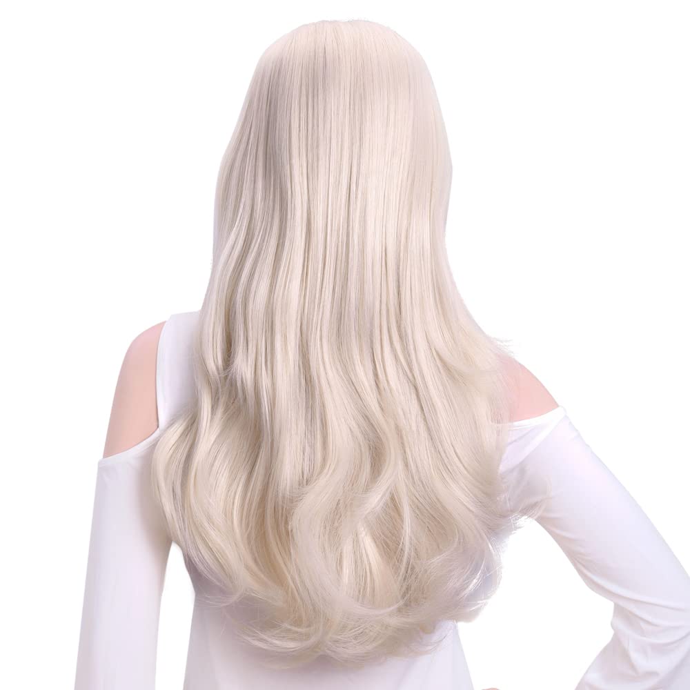 24'' Long Straight Wavy Clip in Half Head Tied Wig Synthetic Hair Extensions For Women 210g 13#