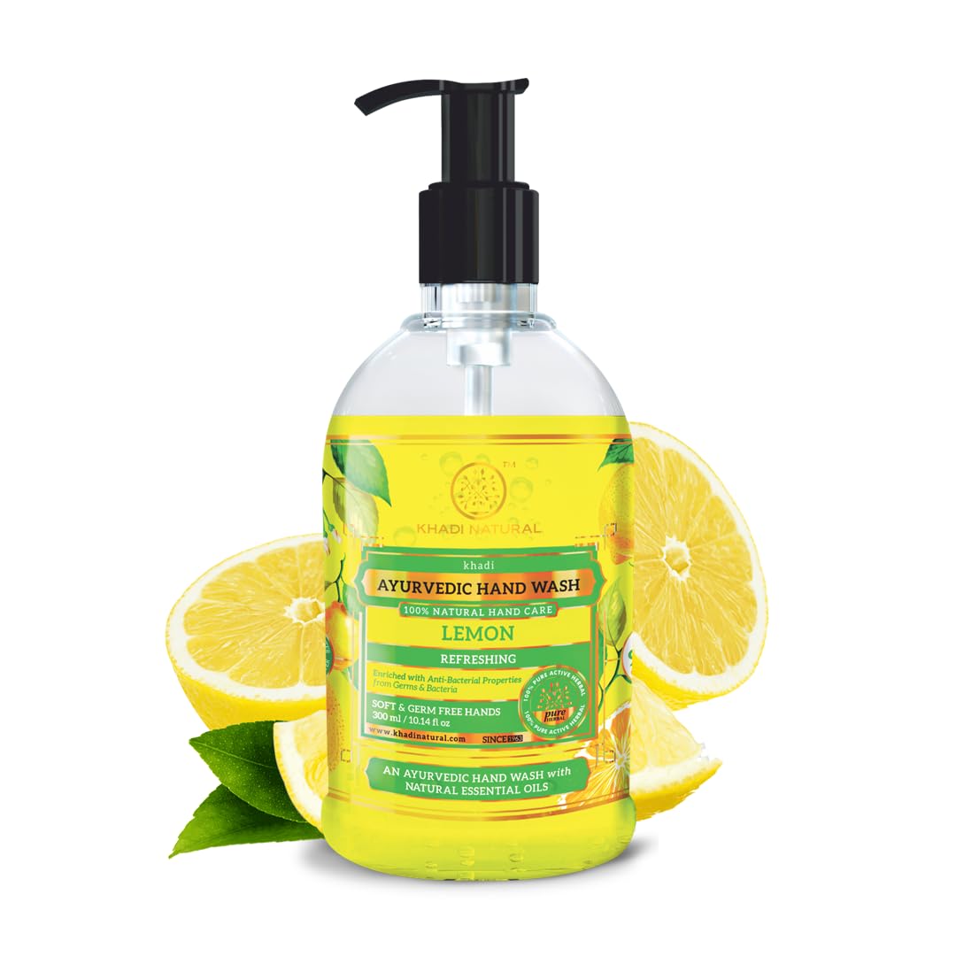 Khadi Natural Lemon Hand Wash | Herbal Liquid Hand Wash For Deep Cleansing & Refreshing Care | Helps Remove Dirt, Impurities & E