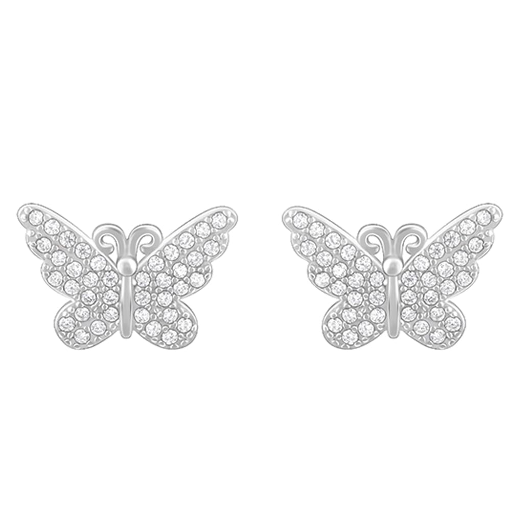 Giva 925 Silver Zircon Studded Butterfly Studs|Gifts For Girlfriend,Rakhi Rakshabandhan Gift For Sister Bhabhi,Gifts For Women &