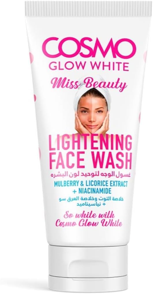 Cosmo Glow White Miss Beauty Lightening Face Wash 125Ml, For Men And Women, Mulberry, Licorice Extract, Niacinamide, Reduce Sign