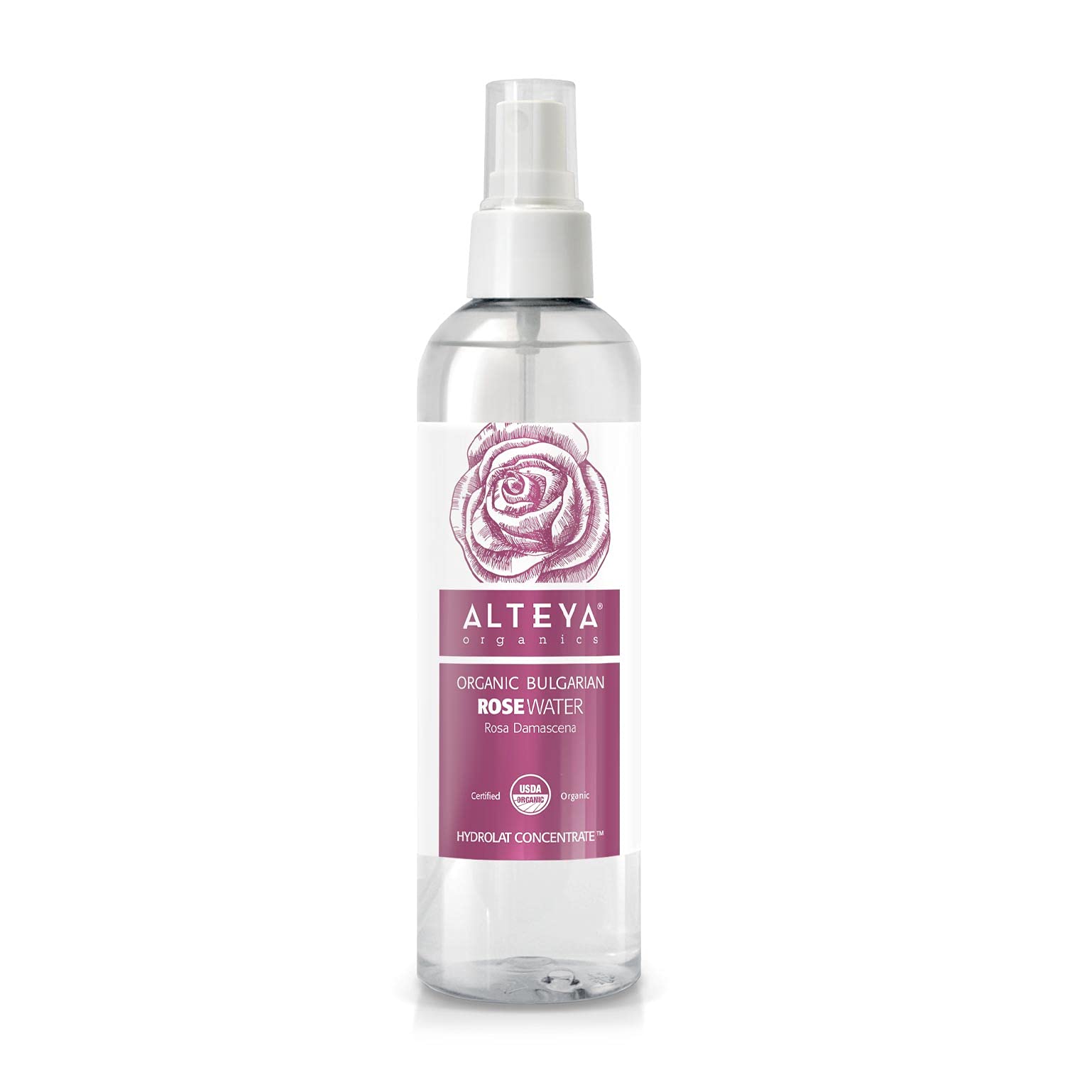 Alteya Organics Rose Water Usda Certified Organic Facial Toner, 8.5 Fl Oz/250Ml Pure Bulgarian Rosa Damascena Flower Water, Awar