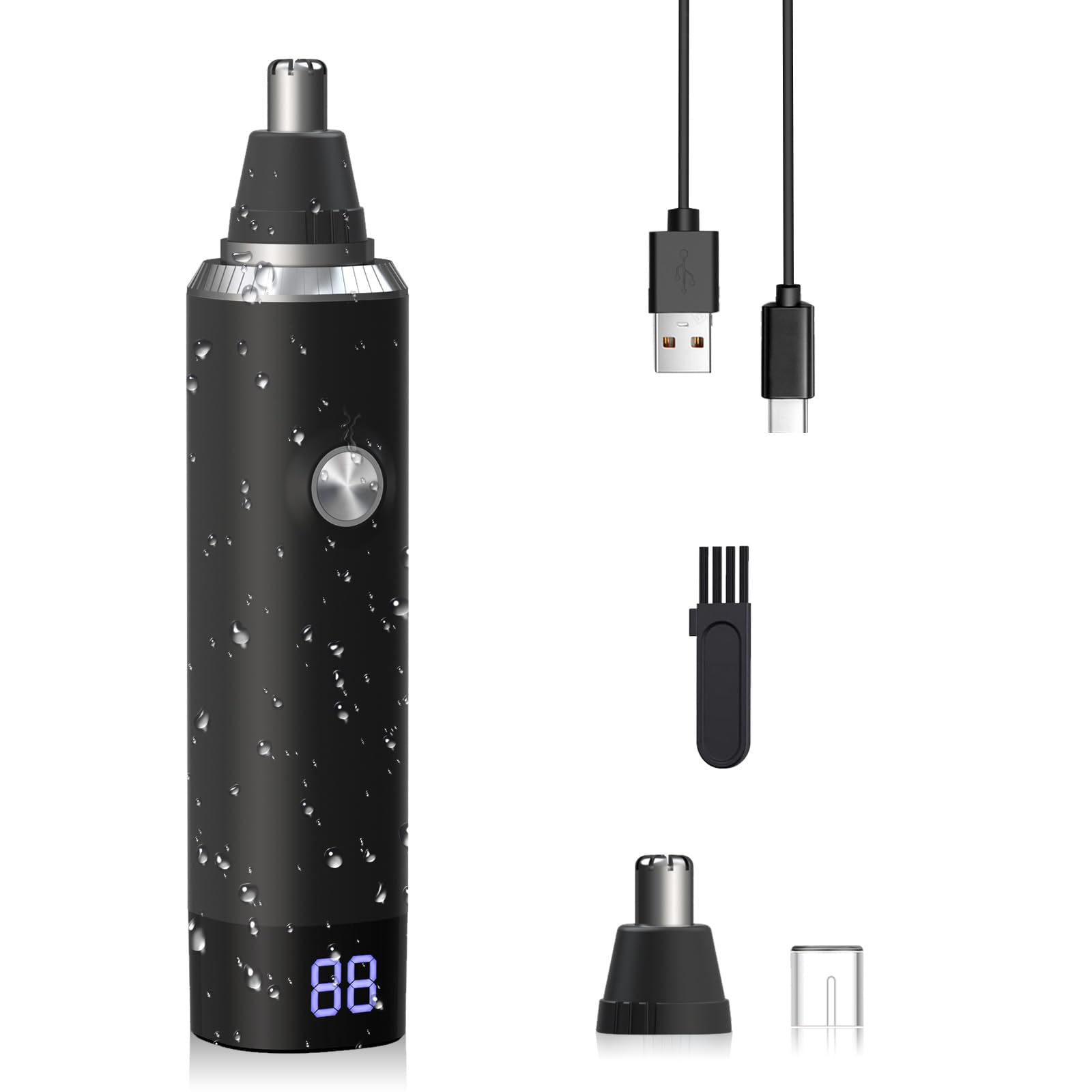 Ginity Ear & Nose Hair Trimmer With Led Display For Men Women,Painless Usb Rechargeable Eyebrow & Facial & Nose Hair Trimmer Cli