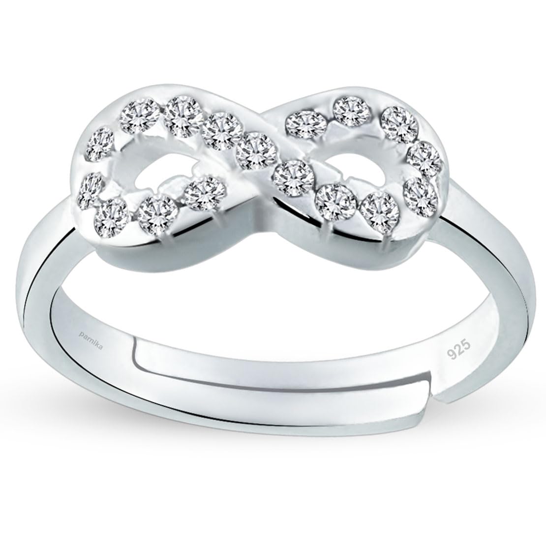 Parnika Cz Adjustable Finger Ring In Pure 92.5 Sterling Silver | Gift For Girls & Women | With Certificate Of Authenticity | (In