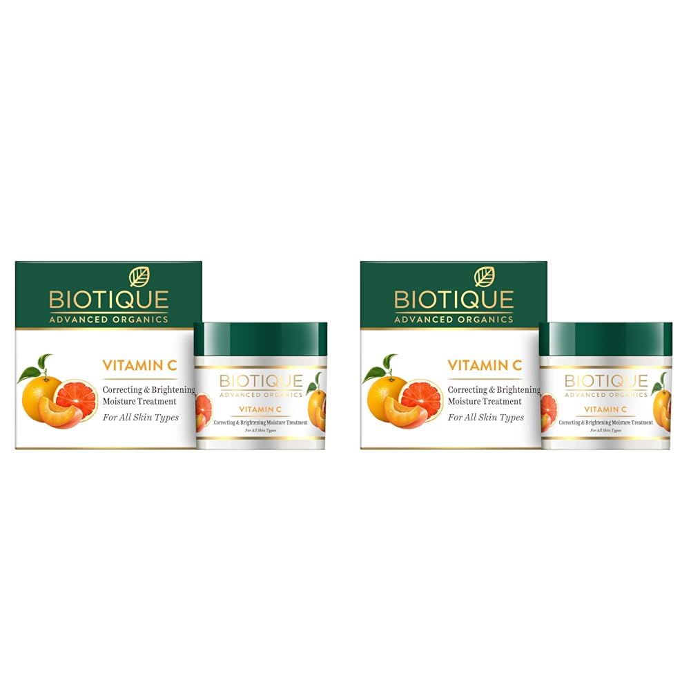 Biotique Vitamin C Correcting And Brightening Non Greasy Face Cream For All Skin Types, 50G | Younge (Pack Of 2)