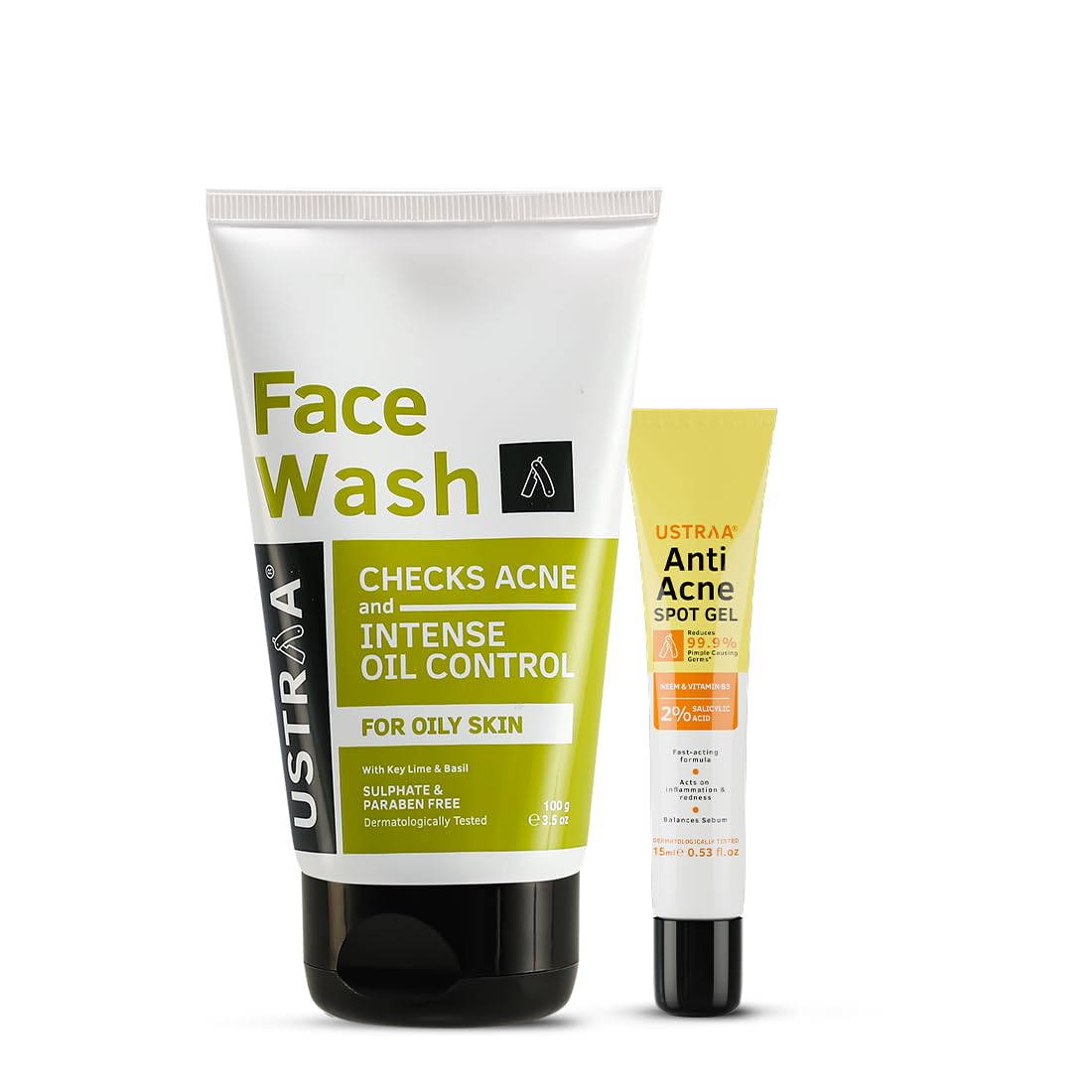 Ustraa Face Wash  Oily Skin  100G | With Basil & Key Lime  For AcneProne Skin | Checks Acne & Blackheads & AntiAcne Spot Ge