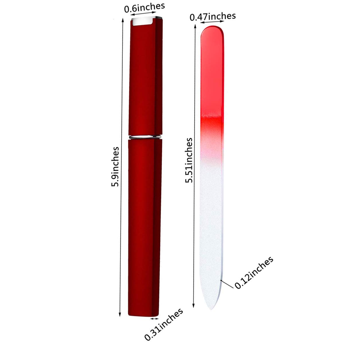 QRWT 12 Pack Glass Nail Files Set - Double Sided Crystal Glass, Multi Color, Fingernail Care, Model SCH-015