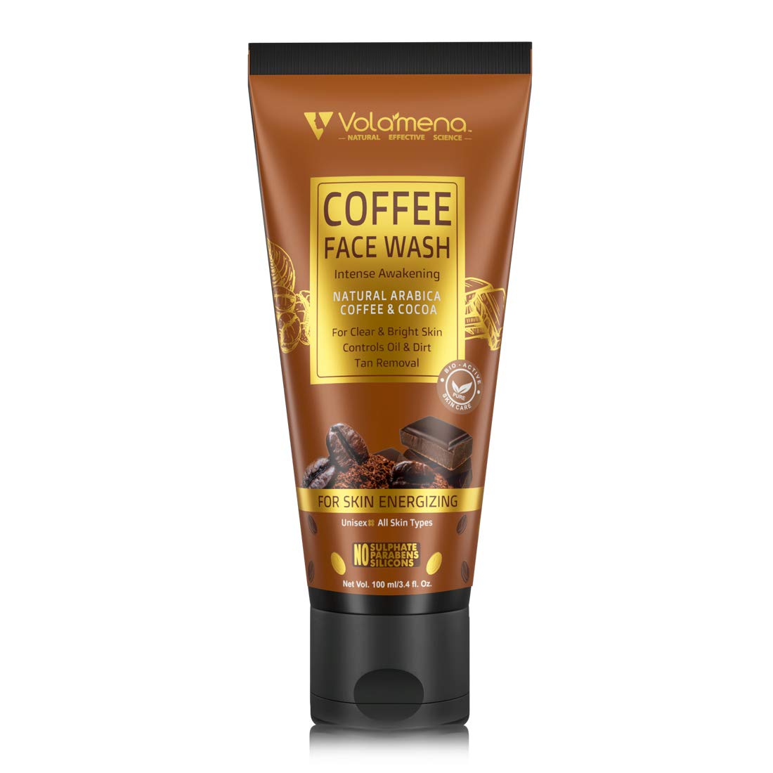 Volamena Coffee Face Wash With Natural Arabica Coffee & Cocoa For Skin Energizing 100 Ml