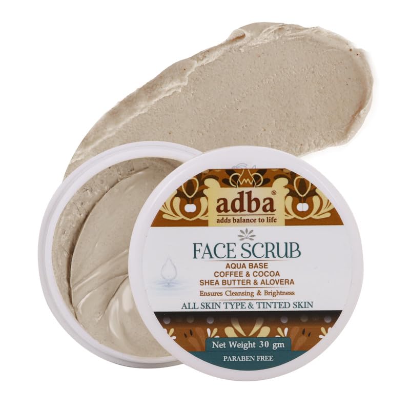 Adba Aqua-Based Face Scrub - 30G| Gentle Exfoliation For Smooth, Glowing & Healthy Skin| With Arabica Coffee, Cocoa, Turmeric, A