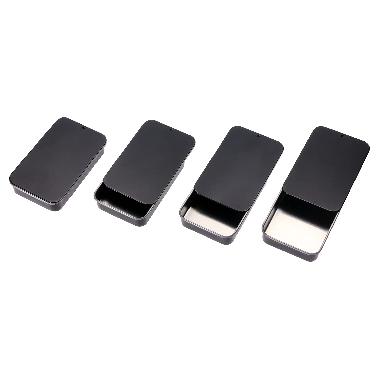 Mini Skater 4Pcs 3.15x1.97x0.59Mini Metal Slide Top Tin Containers, Sliding Cover Push-Pull Tin Box,Portable Slide Cover Storage