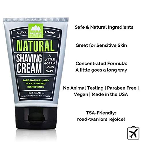 Pacific Shaving Company Natural Shaving Cream - Safe, Natural, And Plant-Derived Ingredients For A Smooth Shave, Softer Skin, Le