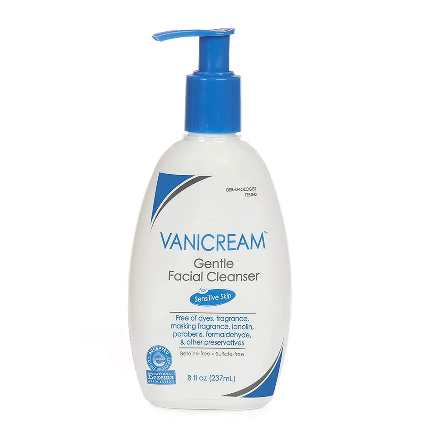 Vanicream Gentle Facial Cleanser For Sensitive Skin With Pump Dispenser - Dye Free, Fragrance Free, Preservative Free - Oil Free