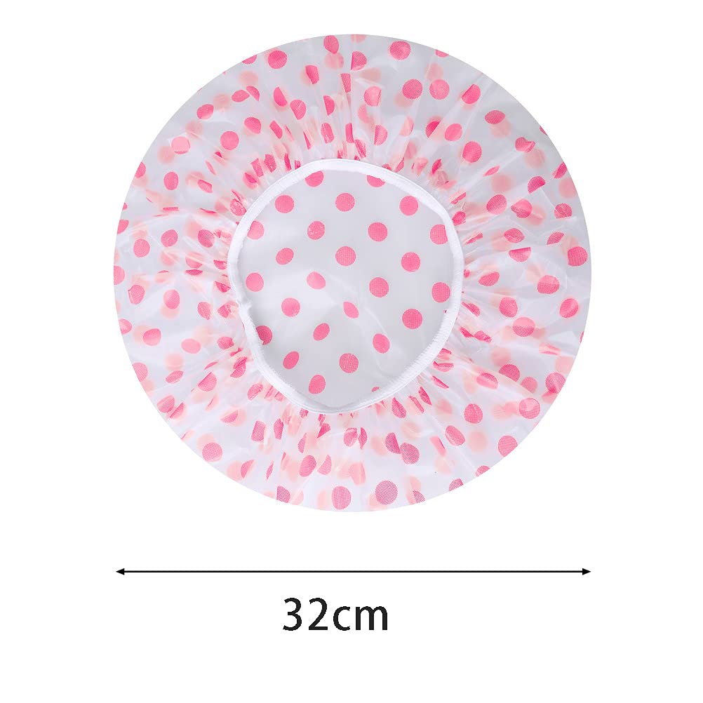 Large Shower Caps, 3 Pcs Waterproof Bath Caps Plastic Reusable Shower Caps Elastic Band Bath Hair Hat For Women Ladies