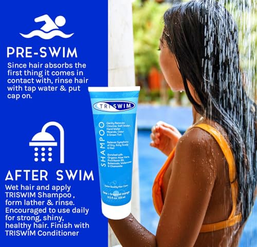 Triswim Chlorine Removal Shampoo 8.5 Fl Oz | Gently Removes Chlorine, Salt Water, And Hard Water Buildup | Relieves Dry And Itch