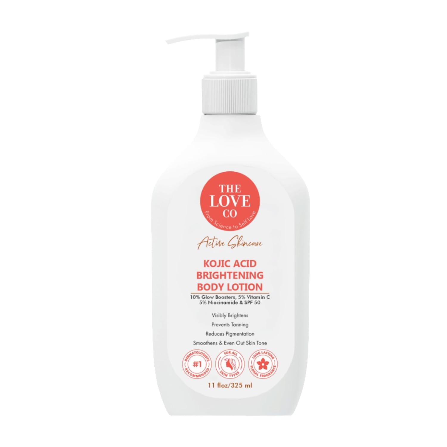 The Love Co. Kojic Acid Brightening Body Lotion | With 10% Glow Boosters, 5% Vitamin C, 5% Niacinamide & Spf 50 | Reduces Pigmen