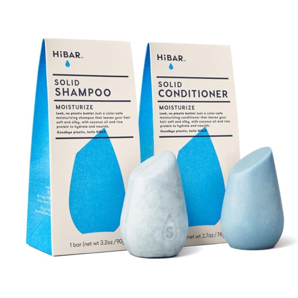Hibar Moisturize Bar Shampoo And Conditioner Set - Ideal For Dry, Thick Hair, Promotes Growth With Rice Water, All Natural, Nour