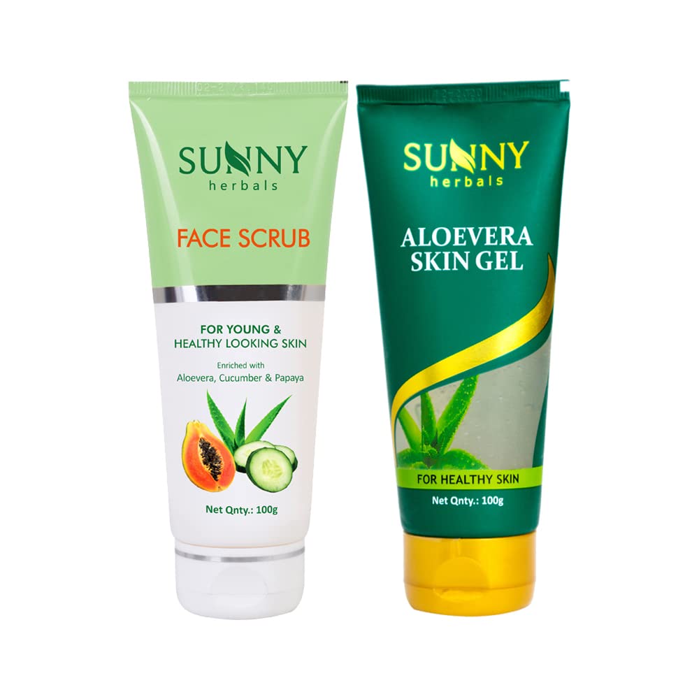 Sunny Aloevera Skin Gel(100Gm) & Face Scrub(100Gm) | Provides Radiant, Glowing Look Skin | Fights Flaky Or Patchy Skin | Removes