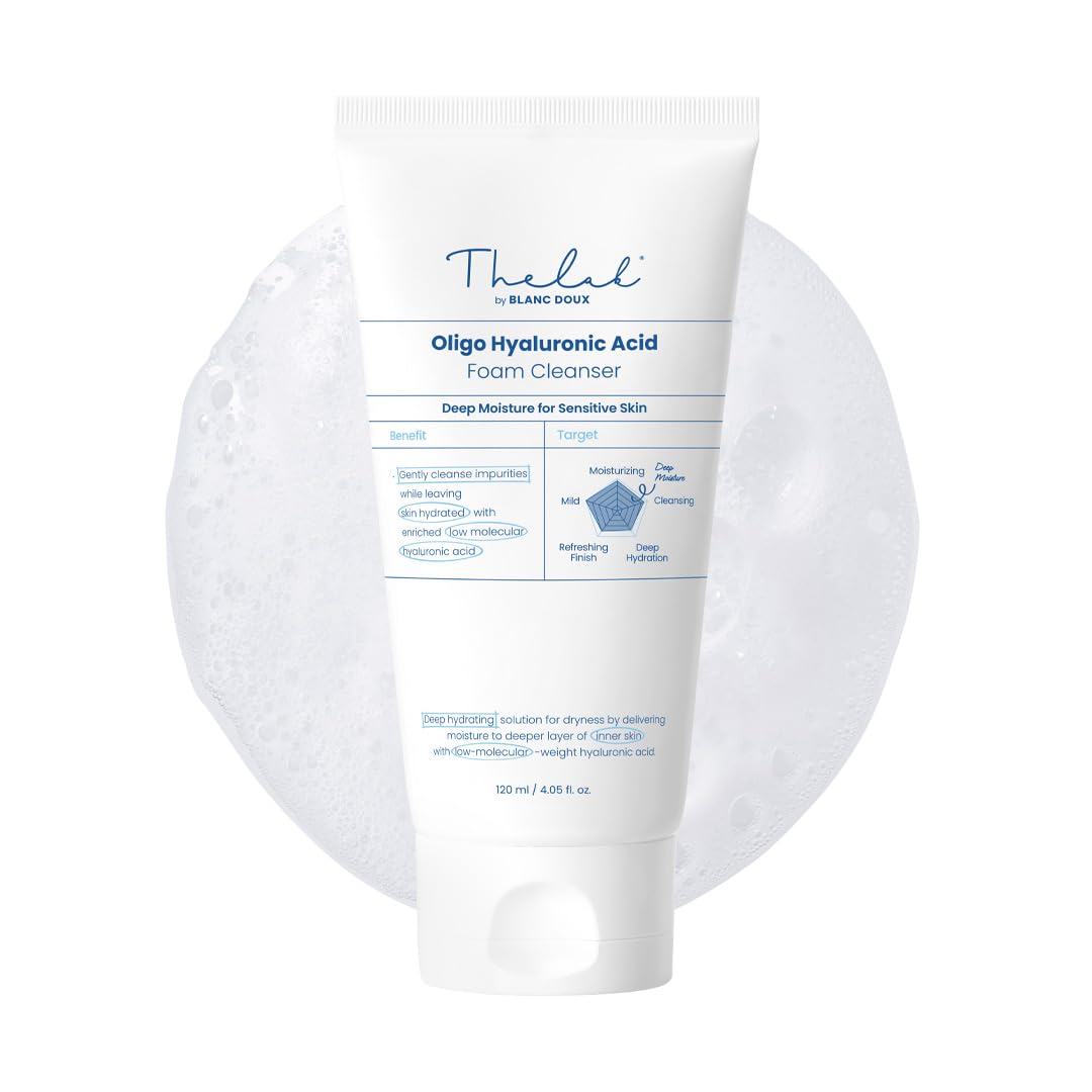 THE LAB BY BLANC DOUX Oligo Hyaluronic Acid Cleansing Foam Foaming Facial Cleanser with Hyaluronic Acid, Korean Cleanser for De
