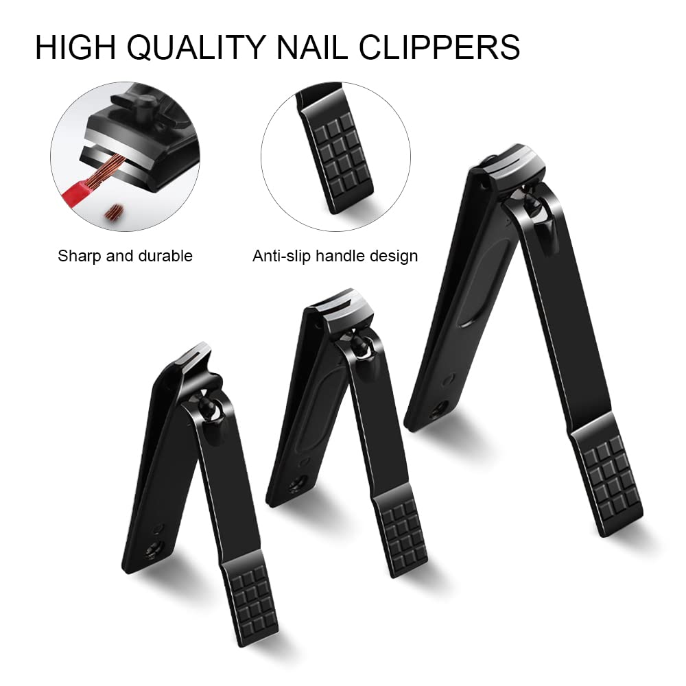 Zizzon Manicure Set 18 In 1 Professional Pedicure Set Nail Scissors Grooming Kit With Leather Travel Case (Black/Red)
