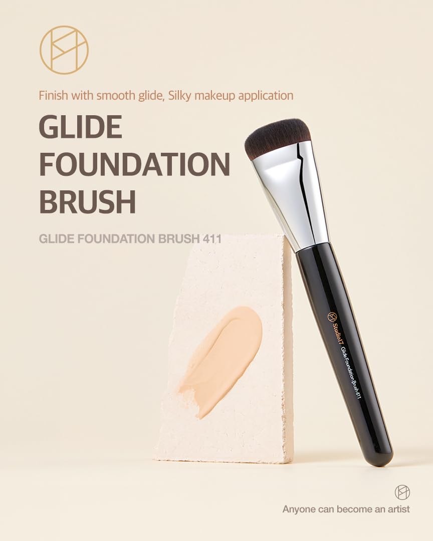 Studio17 Flat Foundation Brush For Liquid Makeup | Liquid Foundation Brush With Flat Top | Korean Makeup Brush With Super Micro