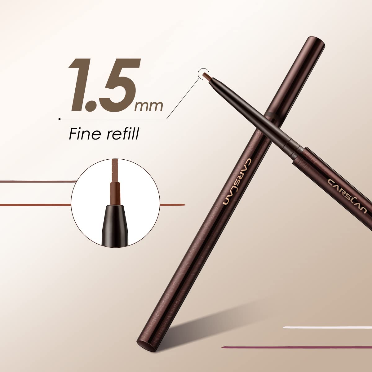 Carslan Gel Eyeliner Pencil, Waterproof & Smudgeproof 12H Longwear Retractable Eye Liner With Ultra-Fine Tip Eye Makeup For Wome