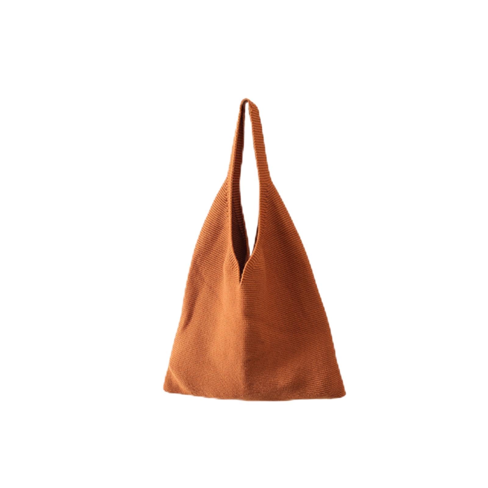 Snappsy Knitted Boho Shoulder Handbag Crochet Tote Bag For Women For Beach Bag Party Caramel