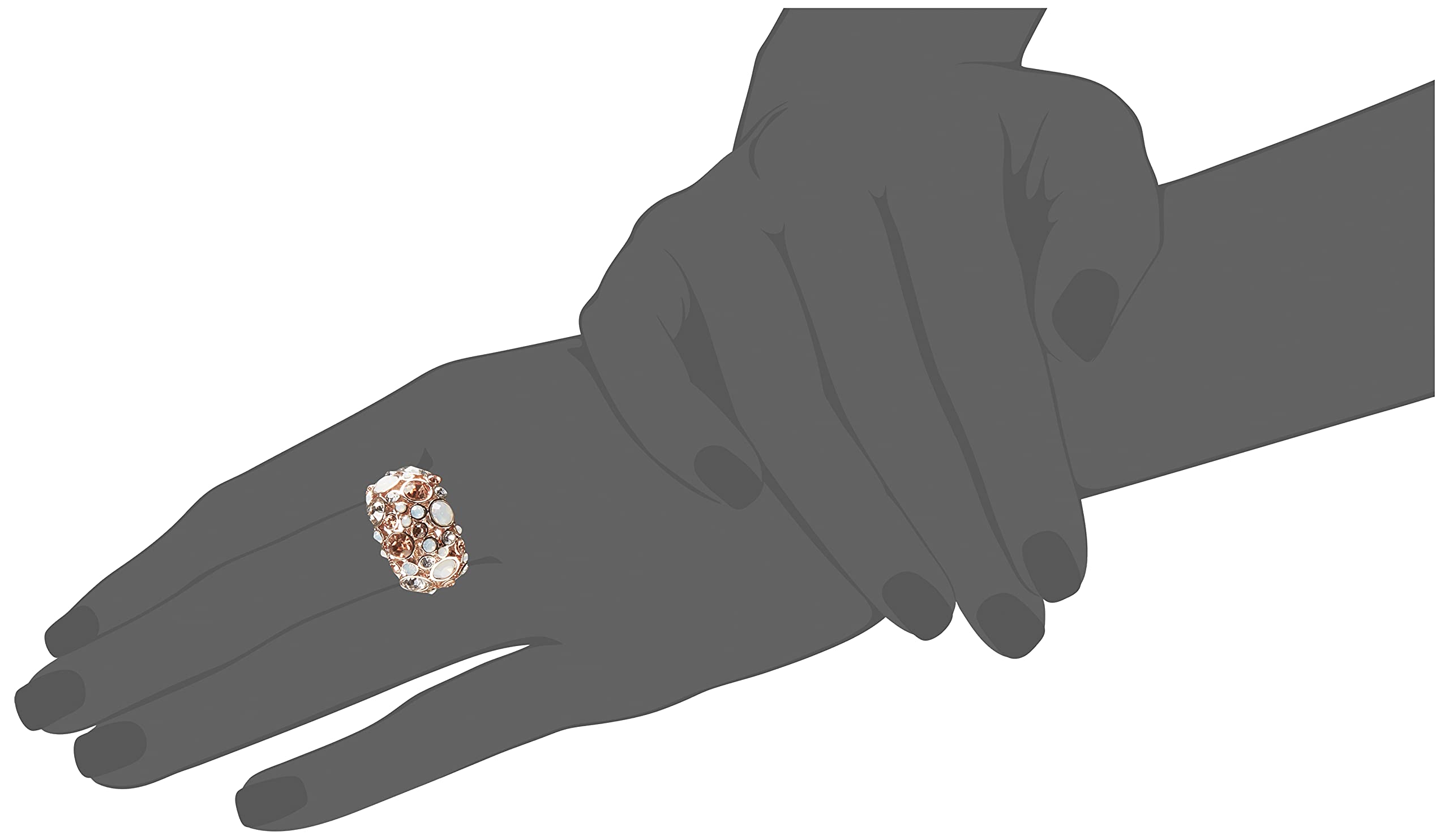 GUESS Basic Rose Gold Domed Multi-Stone Adjustable Ring, Size 7-9