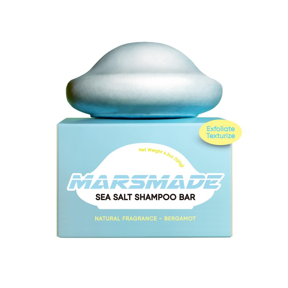Mars Made Sea Salt Shampoo Bar 2.0 - Hydrating & Moisturizing Natural Hair Soap Bar Shampoo For Hair Volume & Scalp Nourishment