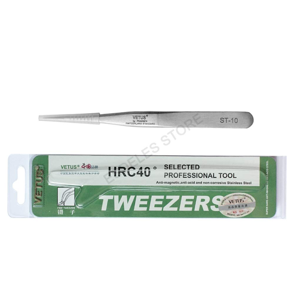 Vetus Tweezer Professional Tweezers Tool St-10 Non-Magnetic Stainless Steel Pointed Tip