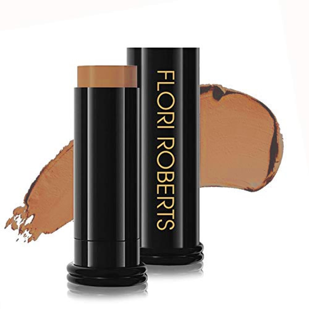 Base Strokes Crme Foundation Stick by Flori Roberts, Full Coverage for Women of Color or Deeper Skin Tones, Long Lasting Makeup,