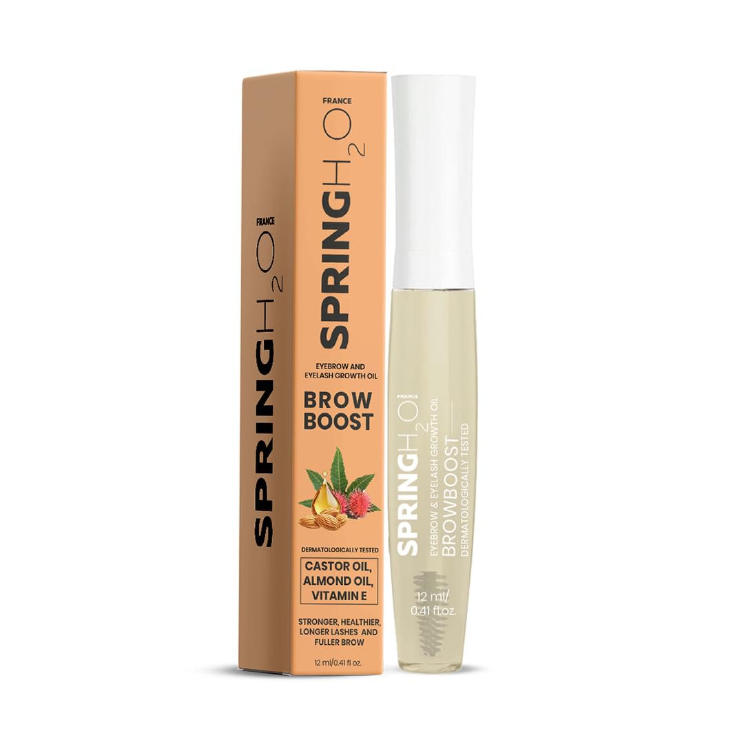 Spring H2O Browboost Eyebrow & Eyelash Growth Oil | Enriched With Castor Oil, Almond Oil & Vitamin E | Promotes Thicker, Longer 