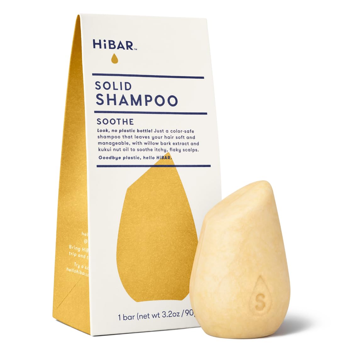 HIBAR - Soothe Shampoo Bar - For Dry, Itchy, Flaky Scalps - Improves Scalp Health - With Willow Bark Extract & Salicylic Acid - 