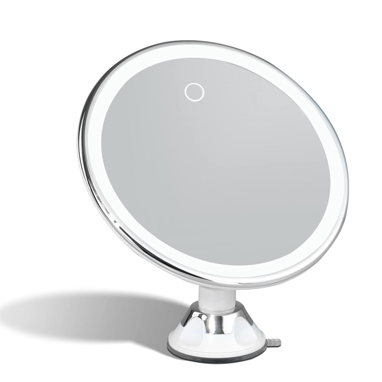 Fancii Rechargeable 10X Magnifying Makeup Mirror with 3 Light Settings - Large 8 inch Lighted Travel Vanity Mirror, Locking Suct