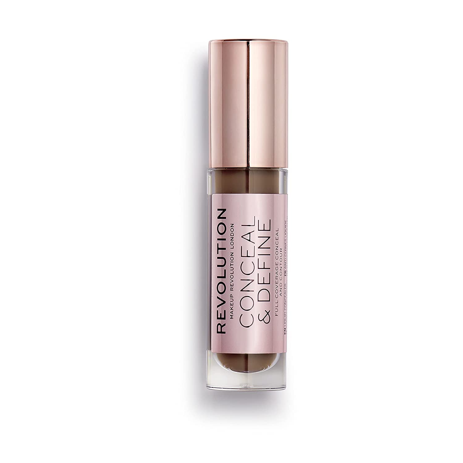 Makeup Revolution Conceal and Define Concealer, Full Coverage & Matte Finish, C18 for Dark/Deep Skin Tones, Vegan & Cruelty-Free