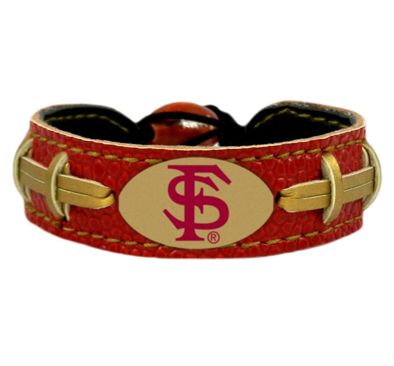 NCAA Florida State Seminoles Seminole Head Logo Team Color Football Bracelet
