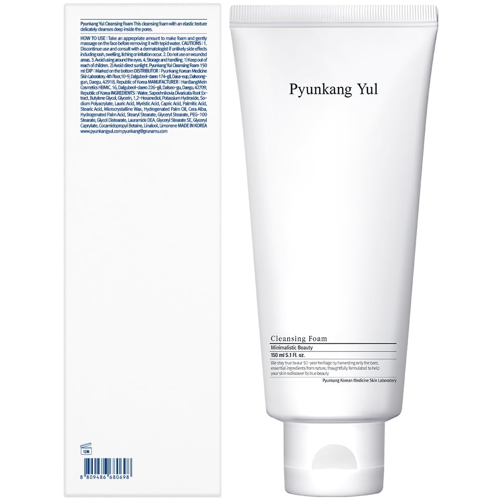 Pyunkang Yul Cleansing Foam - Korean Facial Wash For All Skin Types - Zero-Irritation Face Washer Extracted From Coconut - Moist
