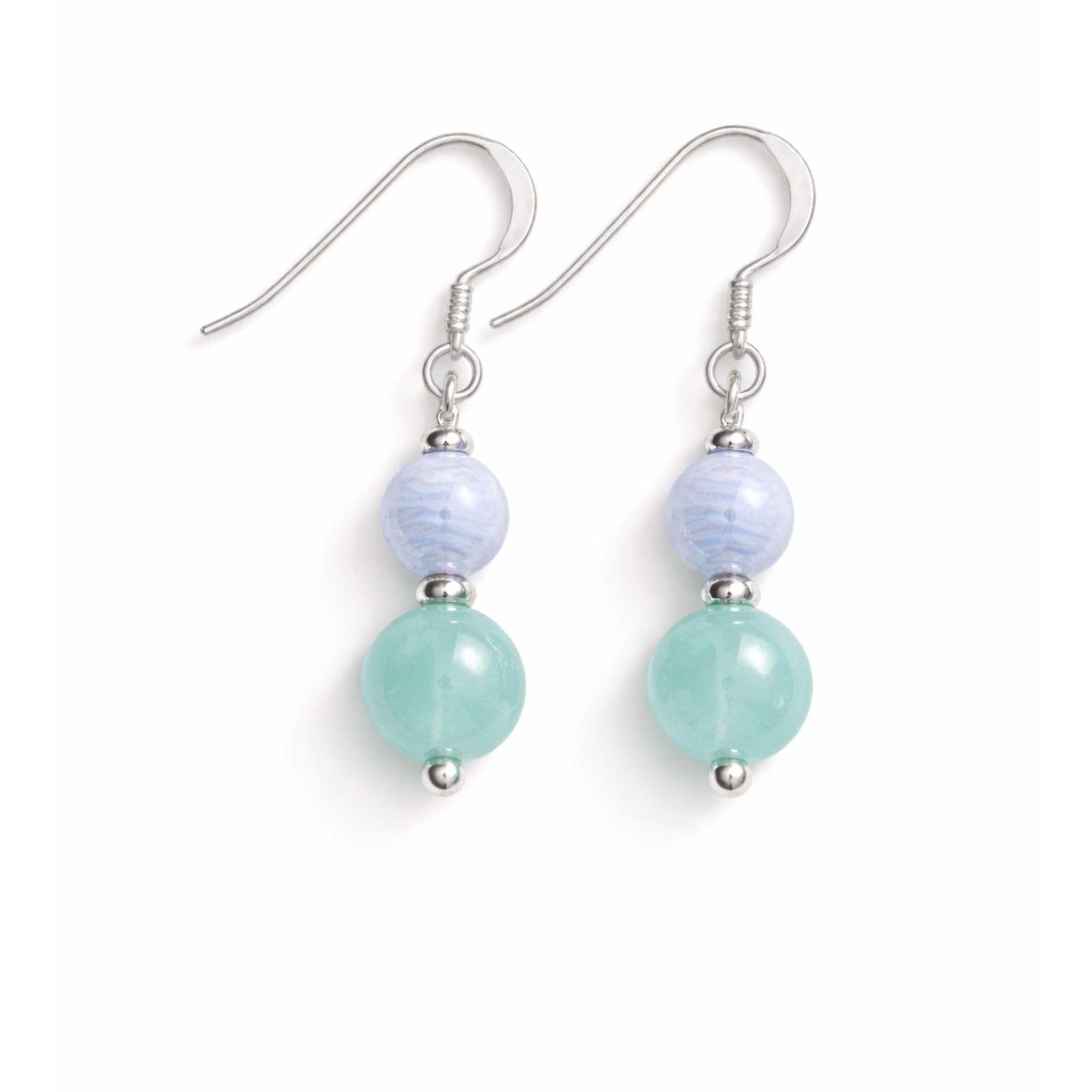 Two Bead Drop Earrings For Women  Soft Speak Design  Light Blue Dual Stone Look Fashion Jewelry