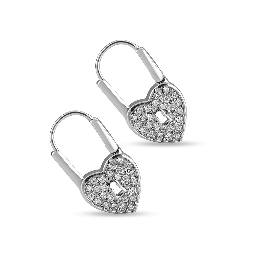 Palmonas Love Lock Silver Hoop Earring For Women  Gift For Girls & Women | Waterproof & AntiTarnish Earrings