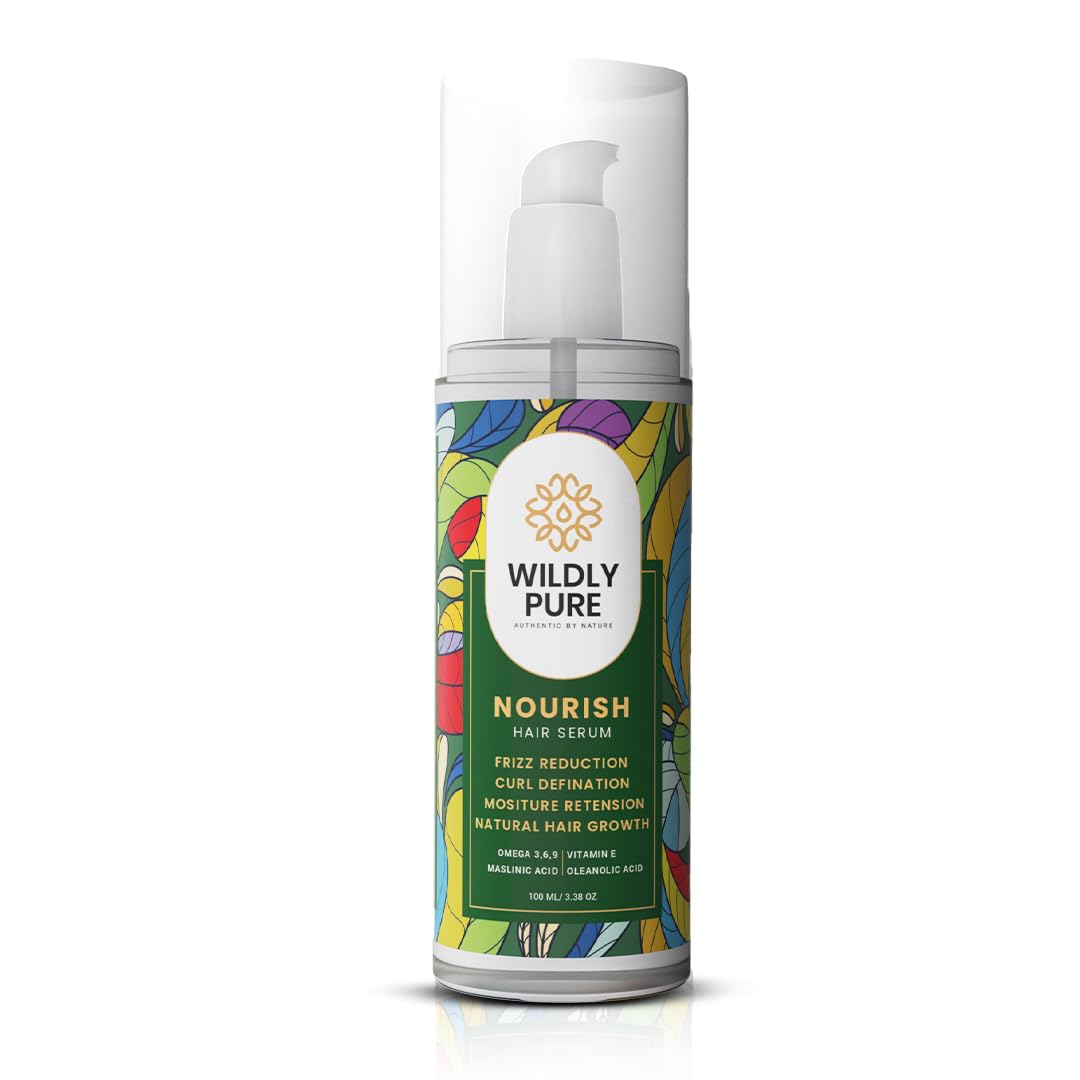 Wildly Pure  Nourish Hair Serum | Curl Defination | Manages Dry, Frizzy & Curly Hair | Infused With Bioactive Molecules | Smoot