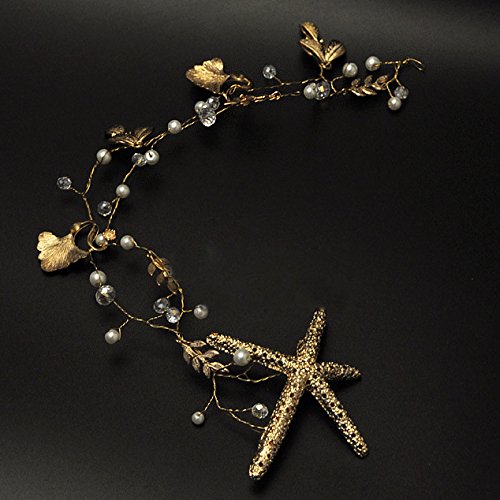 Scala Boutique Starfish Hairpins Wedding Wedding Hair Accessories Gold-Tone Flower Bridal Hair Pearl Jewelry Comb Hair Pins Brid