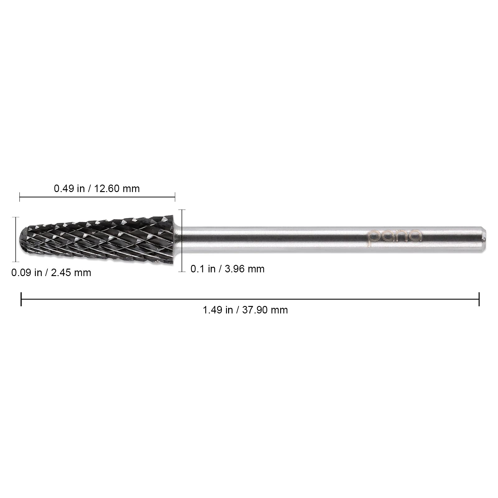 Pana Usa Professional 3/32'' Shank Size - Cone Shape Carbide Bit - Nail Drill Bit For Manicure Pedicure Tools Dremel Machine (Ex