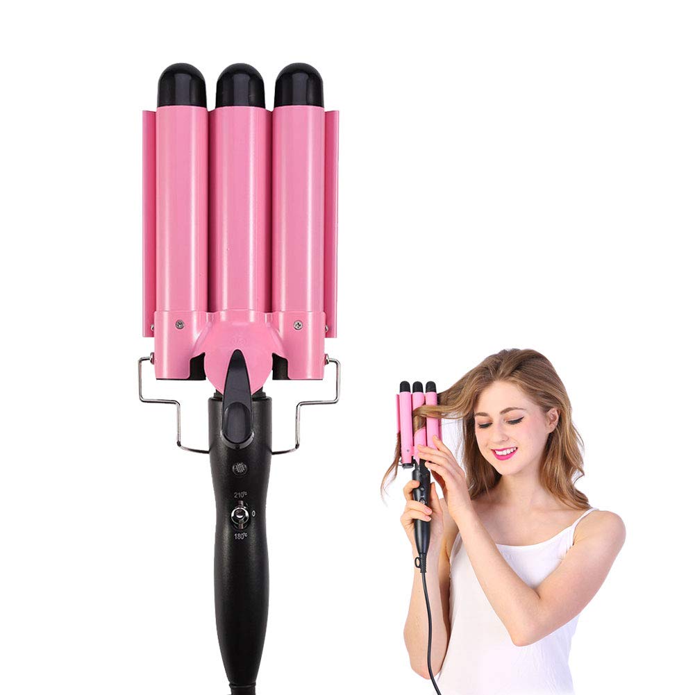 Hair Curling Roll Ceramic Iron,Temperature Adjustable Portable 3 Barrels 4 Size Iron Wand Curler DIY Curly Hair Styling Tools(22