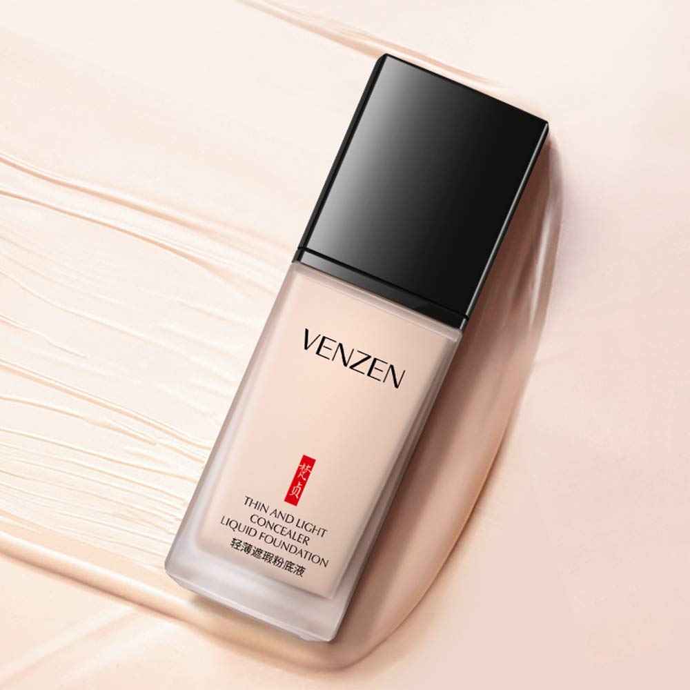Venzen Thin Light Concealer Liquid Foundation Waterproof Moisturizing Clear Naked Natural Long-Lasting Soft Texture Rubber Ring