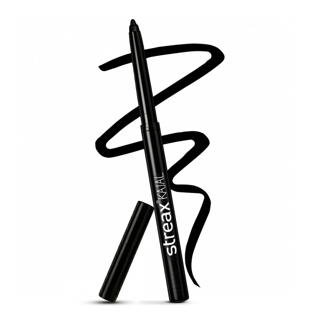 Streax Kajal Pencil For Women Intense Black, Waterproof, Smudge Proof, 24 Hours Long Stay, One Stroke Application  0.35Gm