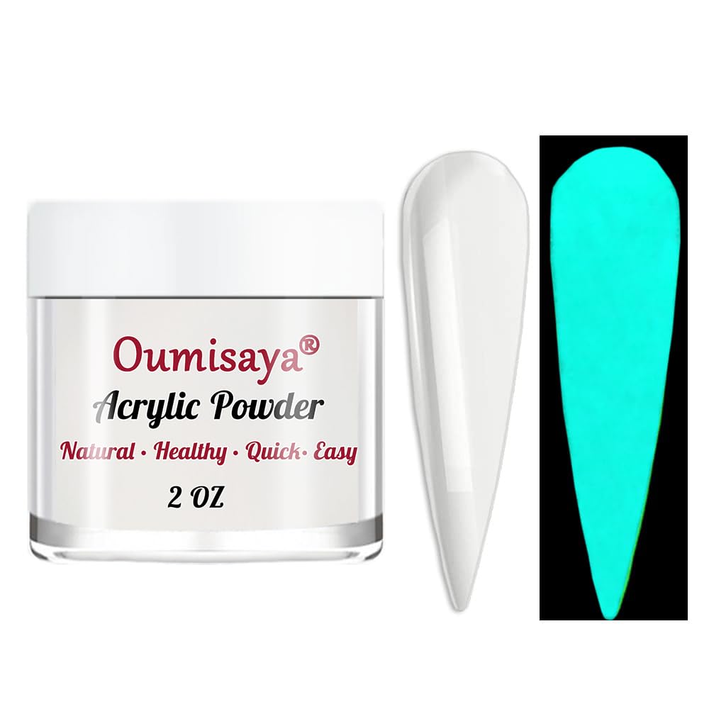 Glow in the dark Clear Acrylic Nail Powder 2OZ Semi-Transparent Top Coat Powder for nail arts (AP058)
