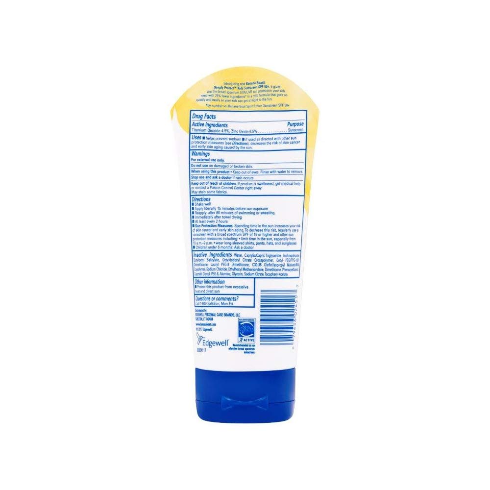 Banana Boat Simply Protect Kids Spf 50 Sunscreen Lotion, 6 Fl Oz (Pack Of 2)