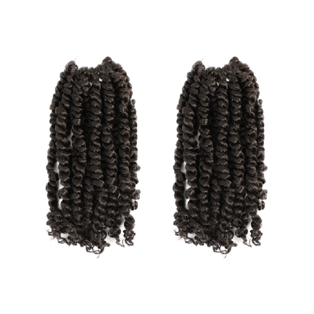 BOHOBABE Pre-twisted Passion Twist Crochet Hair 10 Inch Short Brown Pre-looped Crochet Passion Twist Braiding Hair 2 Packs (4#)