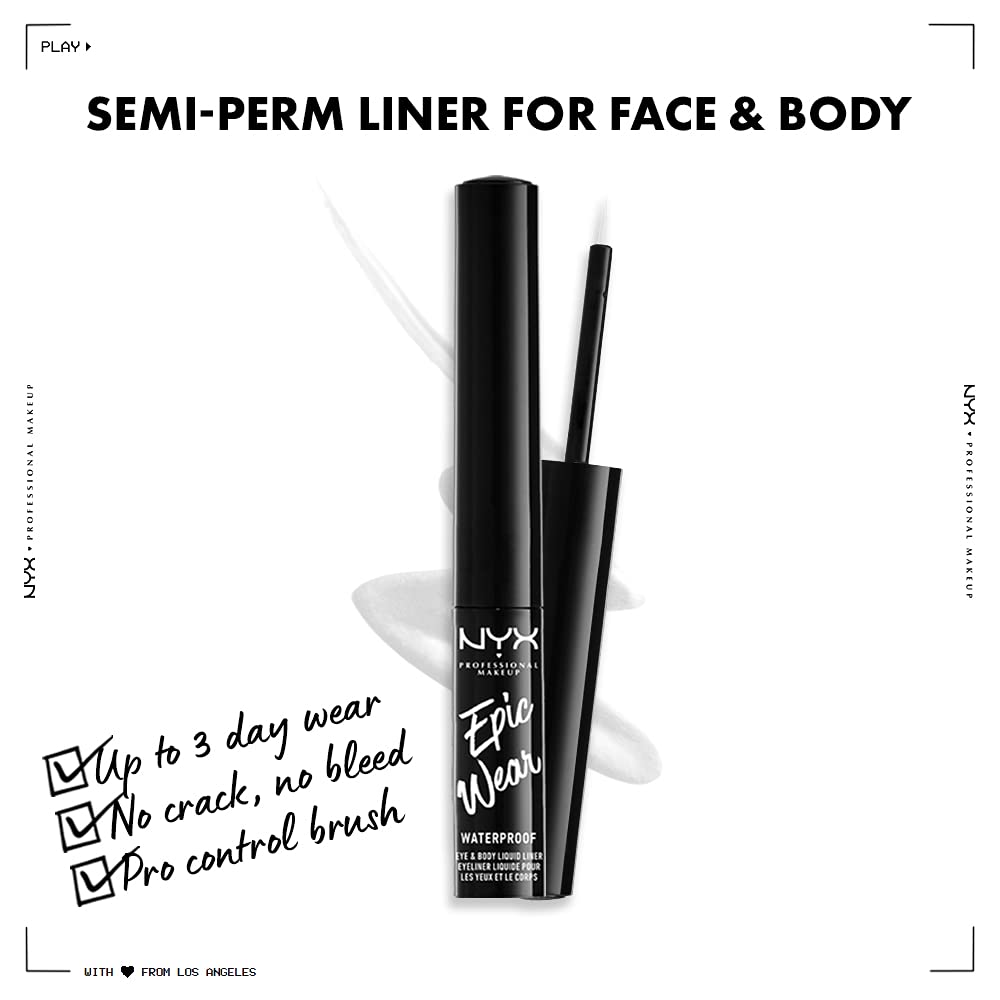 Nyx Professional Makeup Epic Wear Liquid Liner, Long-Lasting Waterproof Eyeliner - White