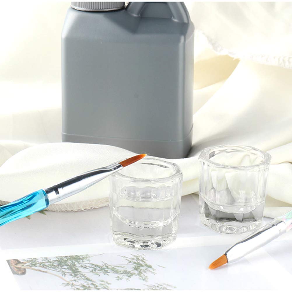 Bulex 2 Pack Dappen Dish Cups For Nail Art Acrylic Liquid - Clear Glass Nail Monomer Liquid Bowl Dampen Dish Acrylic Powder Hold