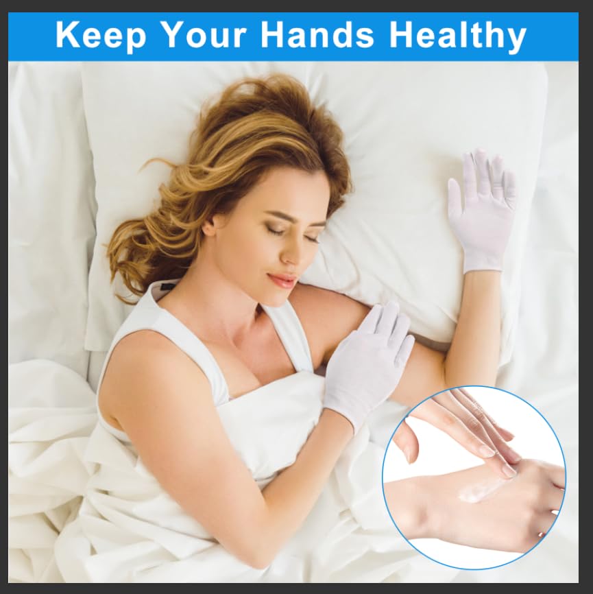 3 Pairs White Cotton Gloves For Dry Hands Sleeping, Premium Cotton Gloves For Eczema Lotion, Hand Gloves Moisturizing Overnight,